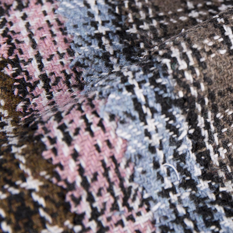 Tecido de tweed xadrez com linhas pretas 2134