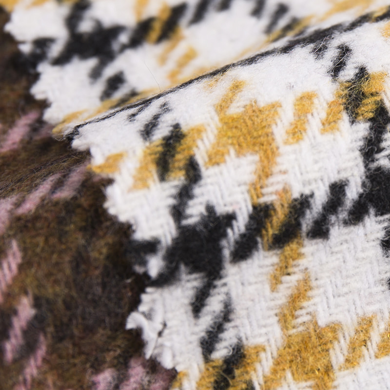 Tecido de tweed de fibra química em sarja xadrez tartan 2435