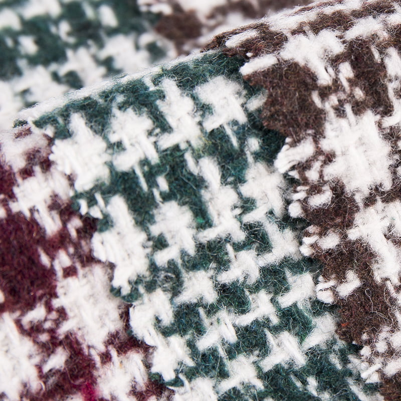 Tecido de tweed xadrez verde vermelho para vestuário 2503