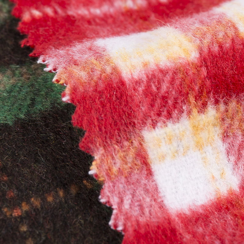 Tela de fibra química xadrez preta vermelha verde para camisas 3430