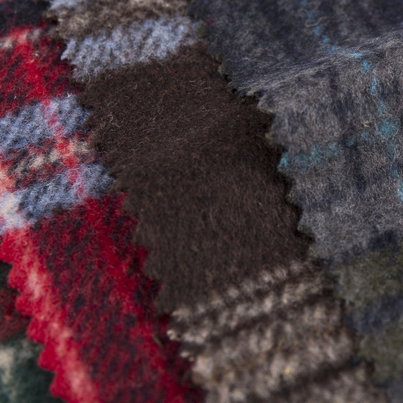 Escova xadrez xadrez jacquard cabelo longo tecido tweed 3545