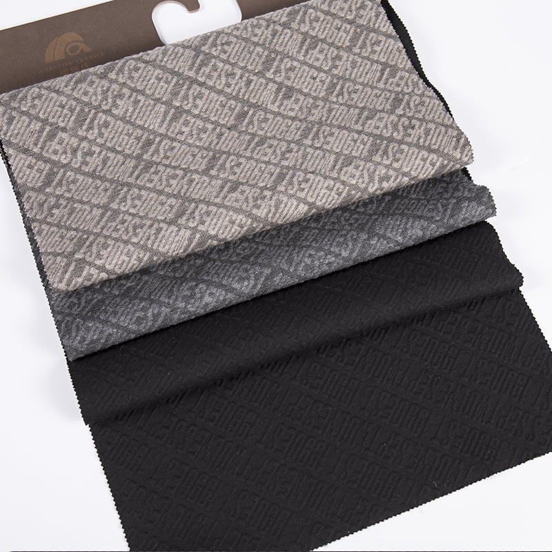 A sarja gravada da letra fez malha tecidos do Sportswear do Spandex da viscose do poliéster do poliéster do jacquard para a roupa AW23016