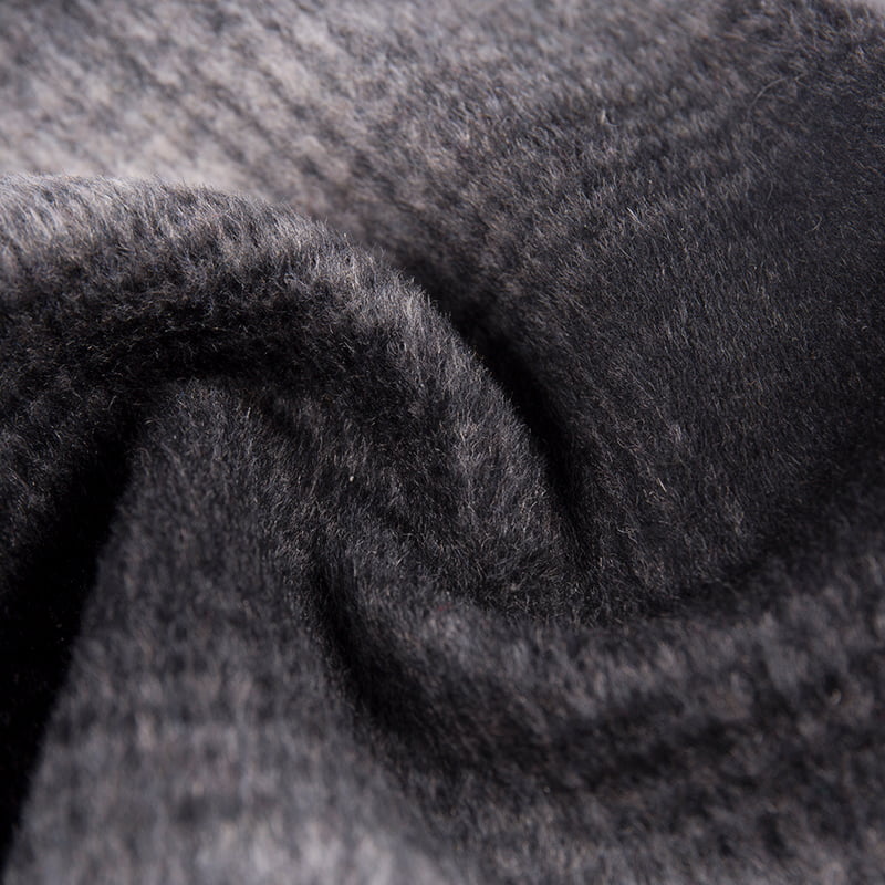 Tecido de lã xadrez preto cinza xadrez escova ZZH24010