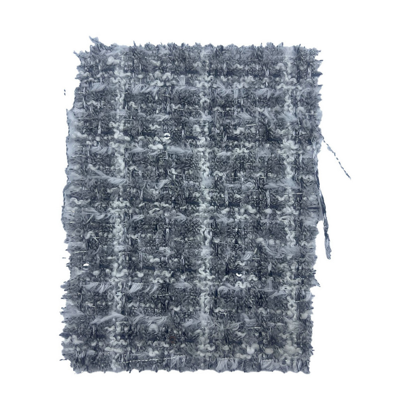 Tecidos de tweed gravados xadrez cinza de textura fina para roupas femininas 23503
