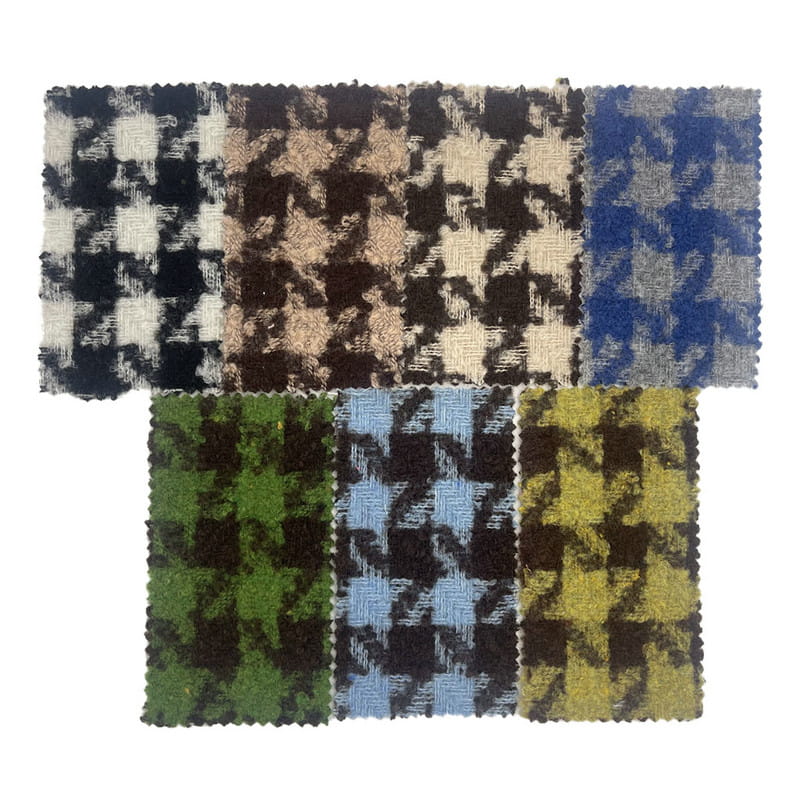 Teddy Houndstooth Escova Lã Grossa Jacquard Xadrez Tecidos Tweed 2882