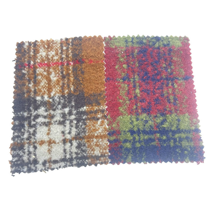 Teddy Tartan xadrez escova lã jacquard tweed tecidos para jaquetas 3851