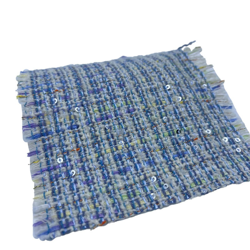 Tecidos metálicos de tweed de lantejoulas de poliéster de lã para mulheres vestem casacos ZZH24018